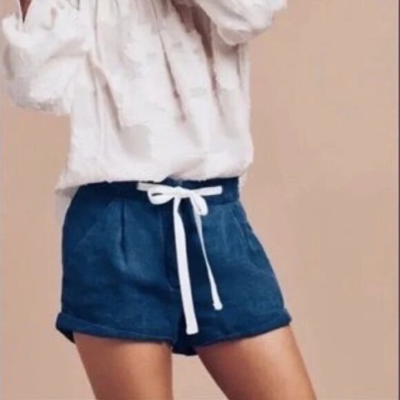 Aritzia Wilfred Allegra Denim Linen Blend Shorts - Picture 2 of 7